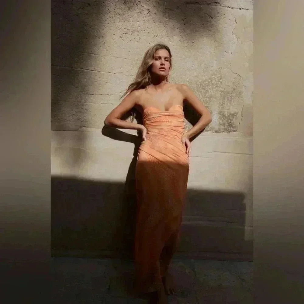 Zara Strapless Orange Dress
